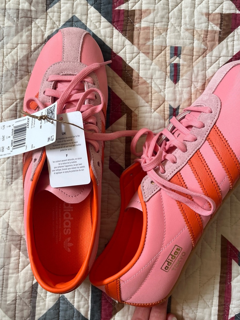 Brand new Adidas Tokyo sneakers in pink and orange